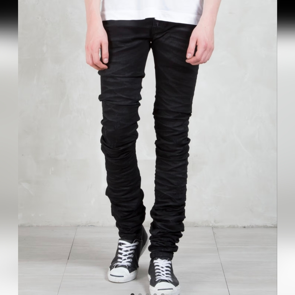 ◇ Diesel Black Gold Extra Long Type 2614  Black Stretch Skinny Jeans Size 25
